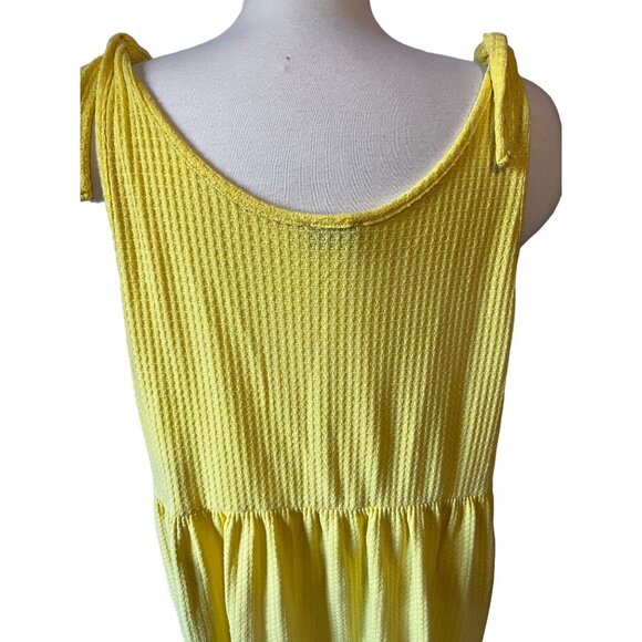 Vintage Spin USA Tank Top Sz 1XL Womens Yellow Plus Size Blouse Oversized Tie Sh - Picture 7 of 13